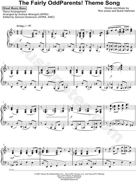 The Fairly OddParents Piano Sheet Music .